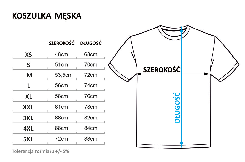 Rozmiarówka koszulki męskie KOSZULKOLANDIA